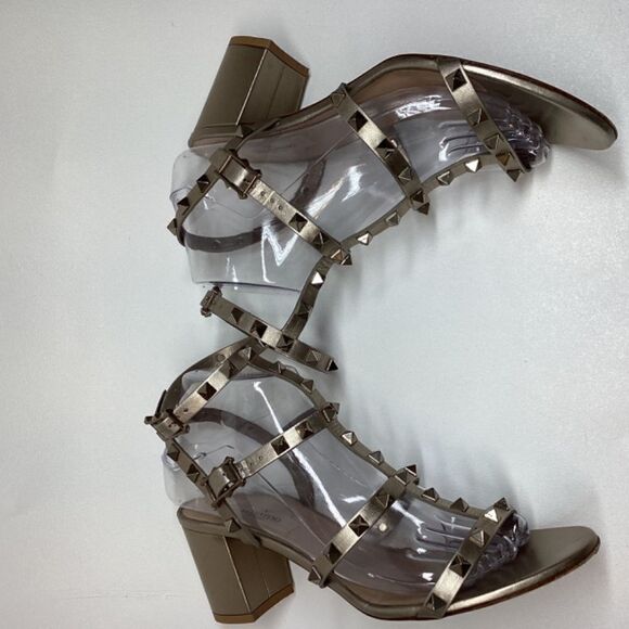 Valentino Garavani Metallic Rockstud block Strappy Heels Size EU 38.5 - Picture 14 of 16